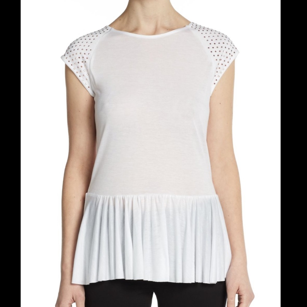 Rebecca Taylor rose gold studded peplum top small